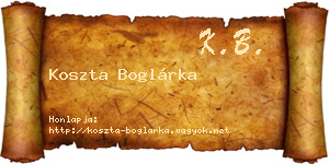 Koszta Boglárka névjegykártya